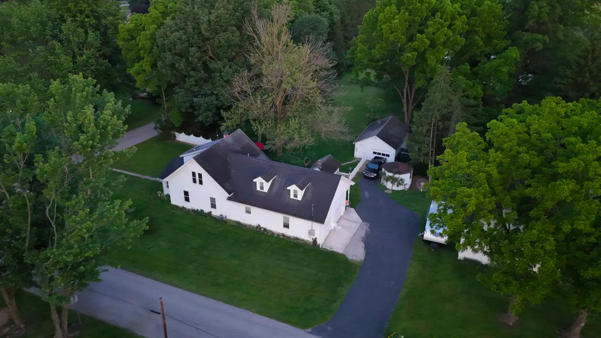 Real Estate image shows a house from above