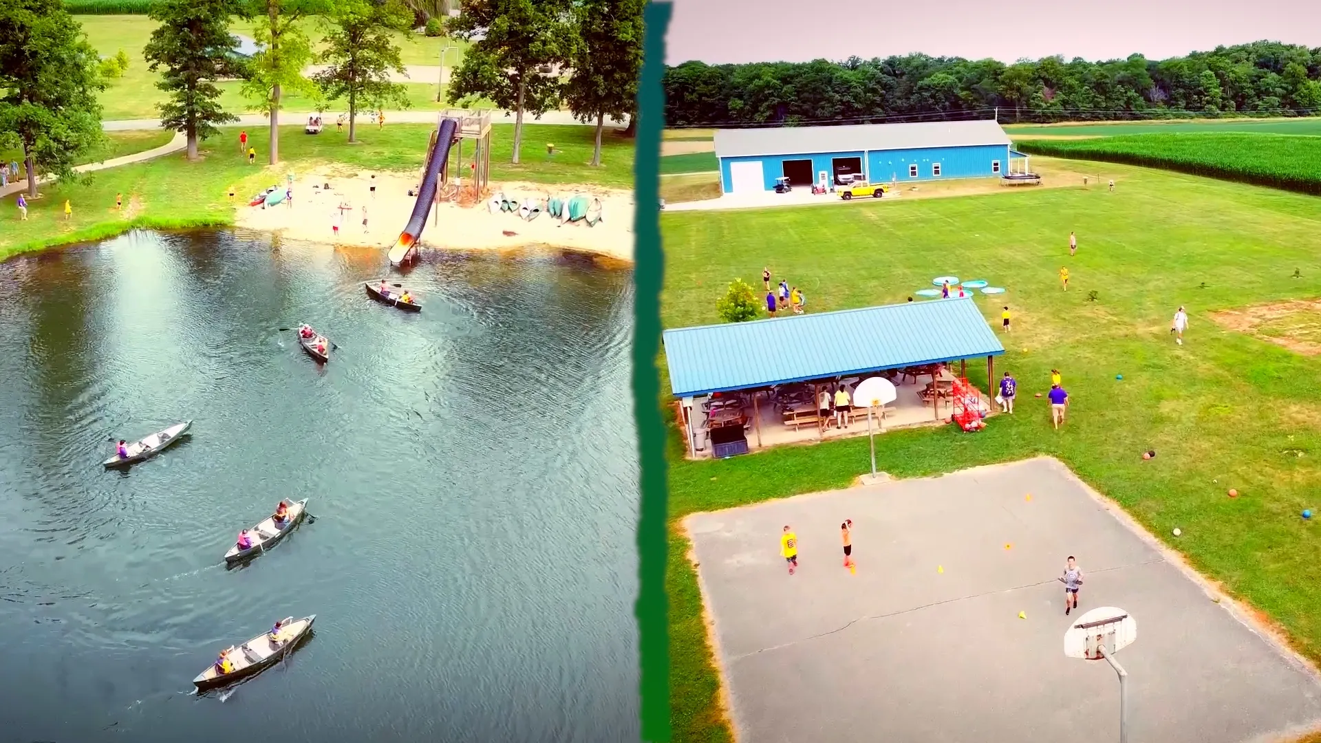 Camp retreat drone shot